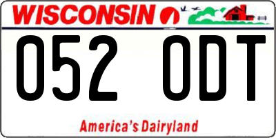 WI license plate 052ODT