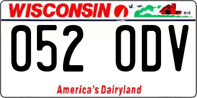 WI license plate 052ODV