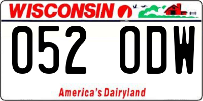 WI license plate 052ODW
