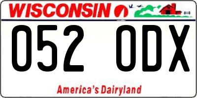 WI license plate 052ODX