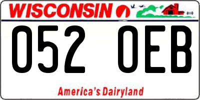 WI license plate 052OEB