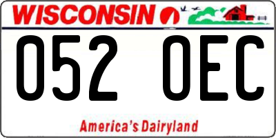 WI license plate 052OEC