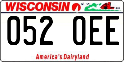 WI license plate 052OEE