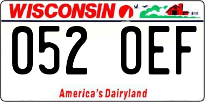 WI license plate 052OEF