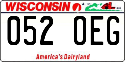 WI license plate 052OEG