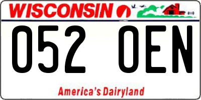 WI license plate 052OEN