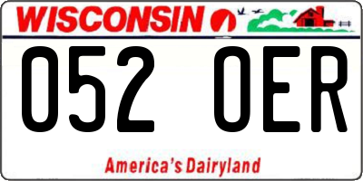 WI license plate 052OER