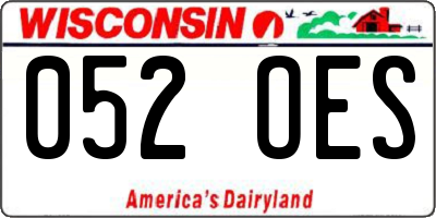 WI license plate 052OES