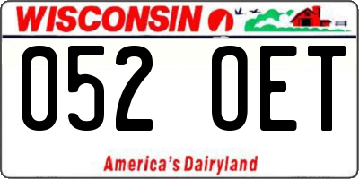 WI license plate 052OET