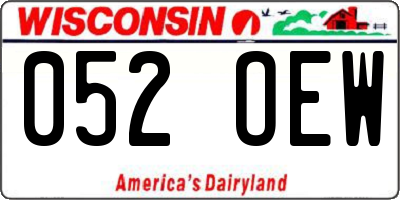 WI license plate 052OEW