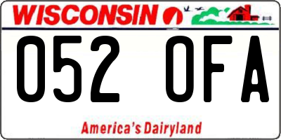 WI license plate 052OFA