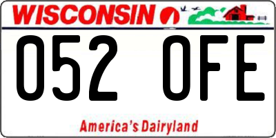 WI license plate 052OFE