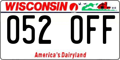 WI license plate 052OFF
