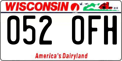 WI license plate 052OFH