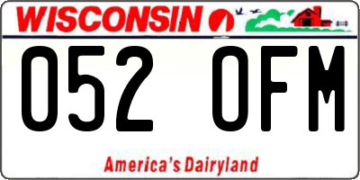 WI license plate 052OFM