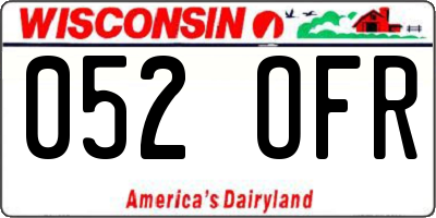 WI license plate 052OFR