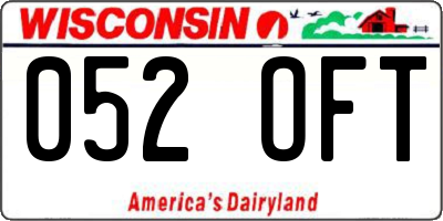 WI license plate 052OFT