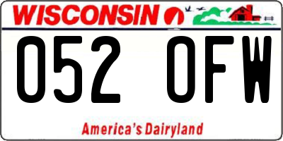 WI license plate 052OFW