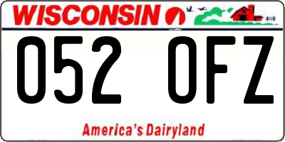 WI license plate 052OFZ