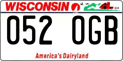 WI license plate 052OGB