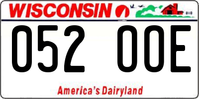 WI license plate 052OOE