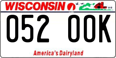 WI license plate 052OOK