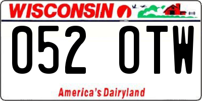 WI license plate 052OTW
