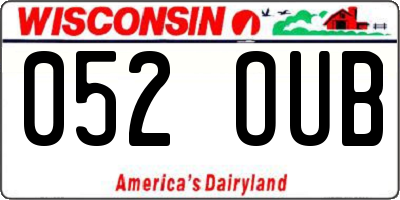 WI license plate 052OUB