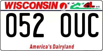 WI license plate 052OUC
