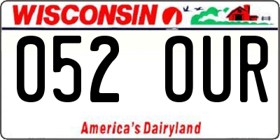 WI license plate 052OUR