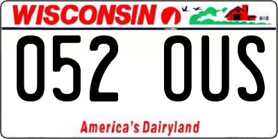WI license plate 052OUS