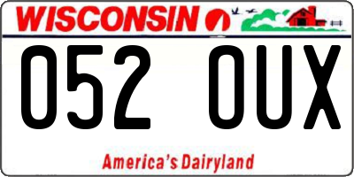 WI license plate 052OUX