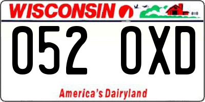 WI license plate 052OXD