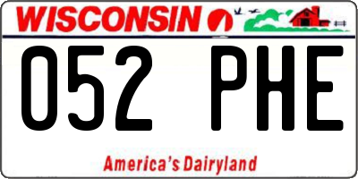 WI license plate 052PHE