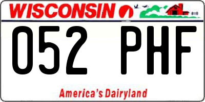WI license plate 052PHF