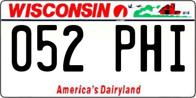 WI license plate 052PHI