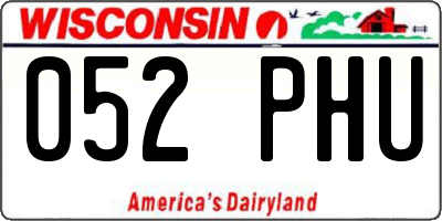WI license plate 052PHU