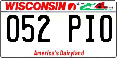 WI license plate 052PIO