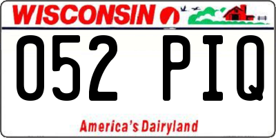 WI license plate 052PIQ