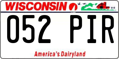 WI license plate 052PIR