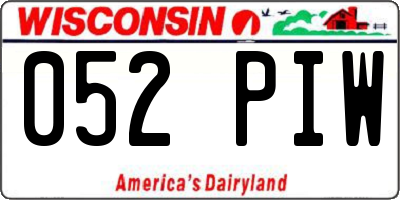 WI license plate 052PIW
