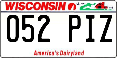 WI license plate 052PIZ