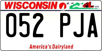 WI license plate 052PJA