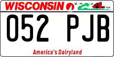 WI license plate 052PJB