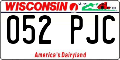 WI license plate 052PJC
