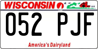 WI license plate 052PJF