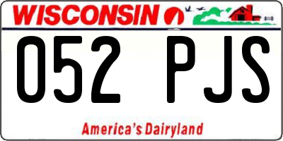 WI license plate 052PJS