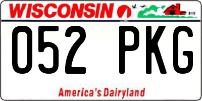 WI license plate 052PKG