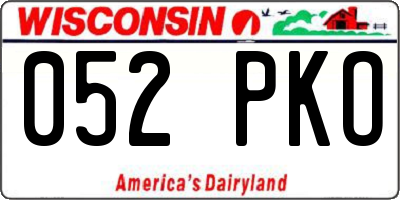 WI license plate 052PKO