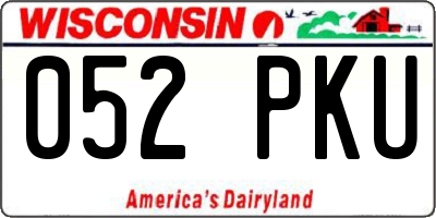 WI license plate 052PKU